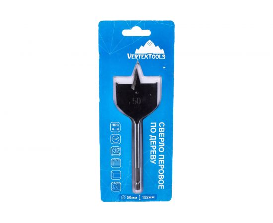 Сверло перовое по дереву (50 мм; шестигранный хвостовик) vertextools 1133-50 