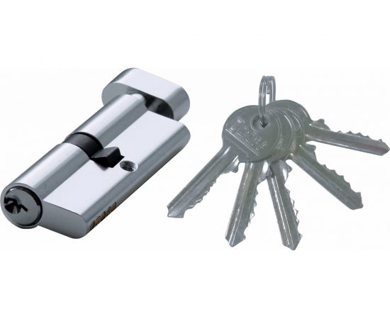 Цилиндр замка DORF ключ/барашек, английский, 5 ключей, никель, 30х30 мм 00-00005104 