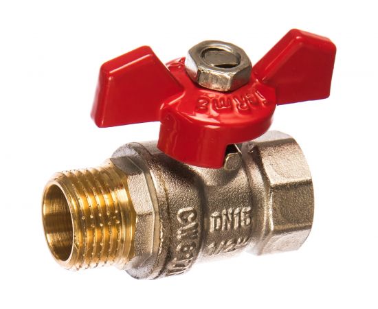 Шаровой кран Terma RED 1/2 в/н бабочка 26114 