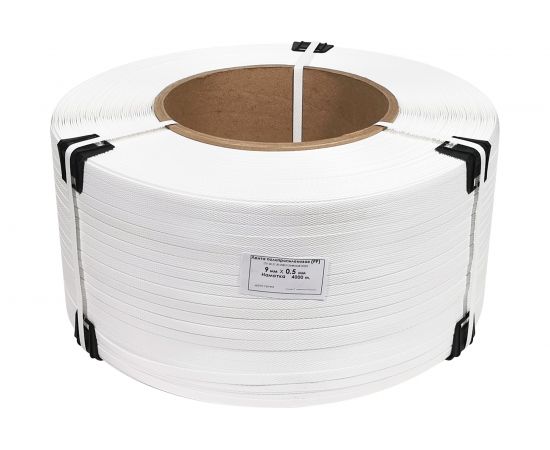 Лента Кордленд ПП, 9х0,5 мм х 4 км, 90 кгс, белый, М/ПА PP-00663 