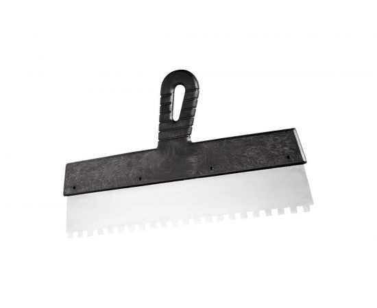 Шпатель из нержавеющей стали, 250 мм зуб 10х10 мм, пластмассовая ручка СИБРТЕХ 85500 
