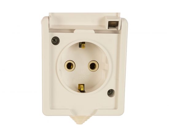 Розетка Кунцево-Электро брызгозащищенная открытой установки с з/к одноместный IP44 16А РА16-660 5906 – изображение 2