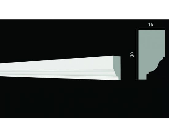 Стеновой молдинг Decor-Dizayn ударопрочный влагостойкий под покраску 30Х16Х2000 мм DD609 – изображение 2