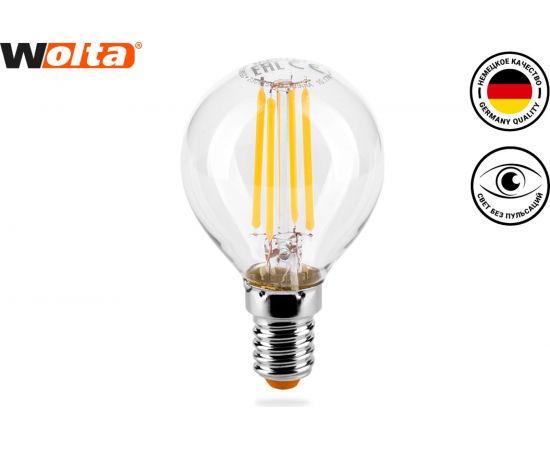 Лампа Wolta ШАР LED FILAMENT, 3000К, 25Y45GLFT5E14 – изображение 2