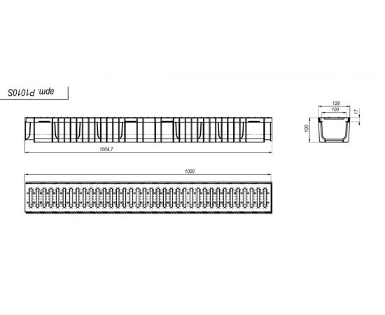 Пластиковый лоток Стилот SteePlain DN100 H100 со стальной решеткой P1010S – изображение 5