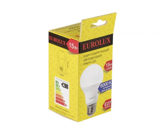 Светодиодная лампа Eurolux LL-E-A60-15W-230-6K-E27 груша, 15Вт, холод., Е27 76/2/74 – изображение 5