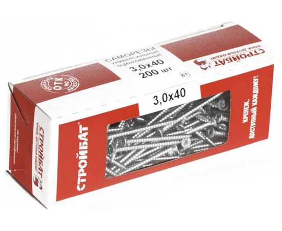 Универсальные оцинкованные саморезы Стройбат 3х40 200 шт.2641013/075251 – изображение 6