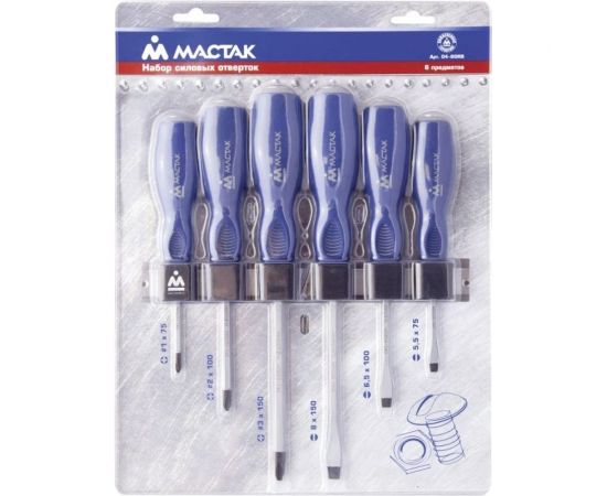 Набор силовых отвёрток 6шт МАСТАК 04-6GRB 