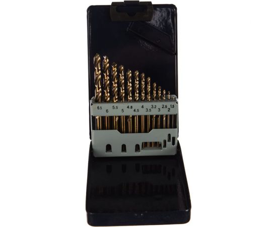 Набор спиральных сверл по металлу (13 шт, 1.5-6.5 мм, HSS Co) в металлическом кейсе Thorvik TDBS13K5 