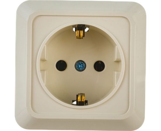 Одноместная розетка АБК-СИЛА с заземляющим контактом 16А 220В керамика "АЛЬТАИР" слоновая кость 5400306 