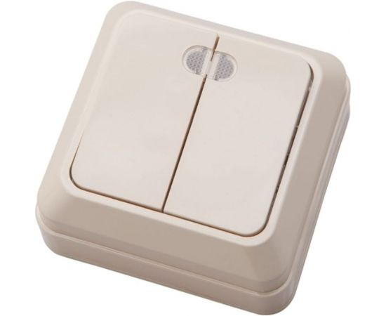 2-клавишный выключатель АБК-СИЛА с подсветкой 10А "АЛЬТАИР" слоновая кость 5400206 