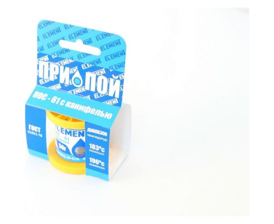 Припой ПОС 61 (0,8 мм; 50 гр. с канифолью) ELEMENT 17461 – изображение 2