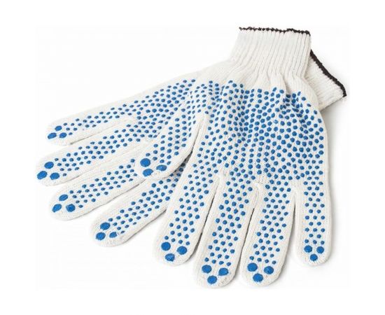Трикотажные перчатки 1-2-Pro с точечным ПВХ покрытием, 4-х нитка, 10 класс, белые, ПБХ410 – изображение 2