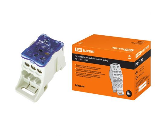 Распределительный блок на DIN-рейку TDM РБ-125 1П 125А 1х35+1x16/6x16 SQ0823-0002 – изображение 2