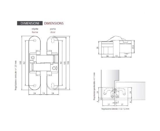 Скрытые петли с 3-D регулировкой MORELLI HH-2 SC матовый хром 9010469 – изображение 2