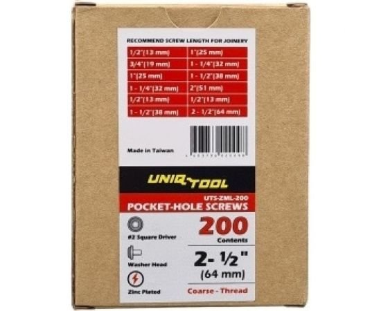 Саморезы Uniq tool Blue-coating 2-1/2"" синее покрытие 64 мм крупная резьба, упак. 200 шт. UTS-ZML-B-200 – изображение 2