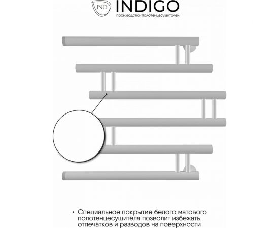 Полотенцесушитель INDIGO Фокстрот Zip 1"", 50/50, белый матовый УТ000033978 – изображение 2