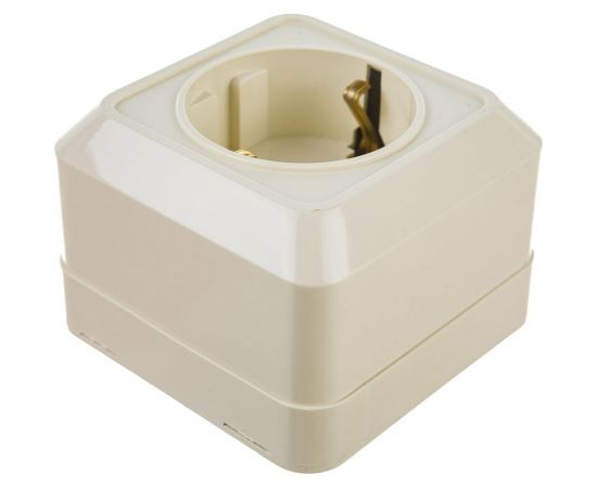 Одноместная розетка АБК-СИЛА с заземляющим контактом 16А 220В керамика "АЛЬТАИР" слоновая кость 5400306 – изображение 3