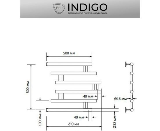 Полотенцесушитель INDIGO Фокстрот Zip 1"", 50/50, белый матовый УТ000033978 – изображение 3