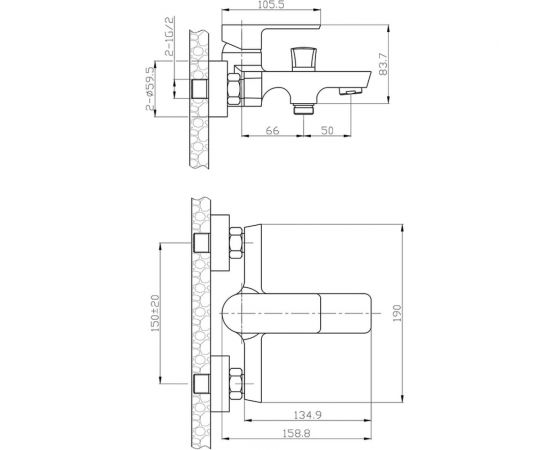 Смеситель для ванны Agger Brilliant хром A0310000 – изображение 5