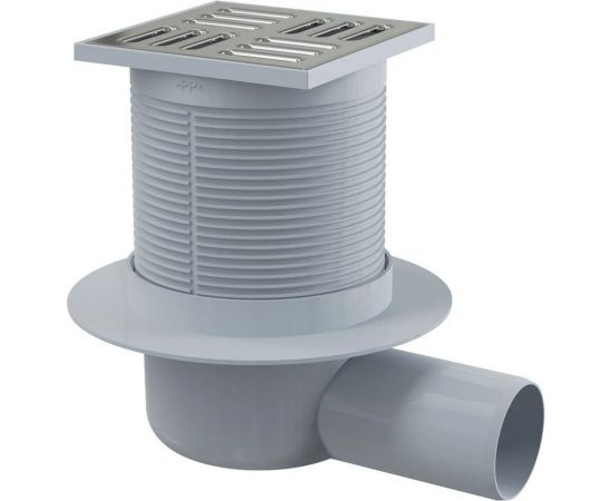 Сливной трап Alca Plast APV1 105х105 50, подводка – боковая, решетка – нержавеющая сталь 00022289 