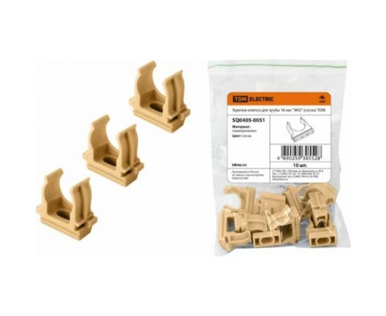 Крепеж-клипса для трубы TDM 16 мм, ЭКО, сосна, 10 шт. SQ0405-0051 