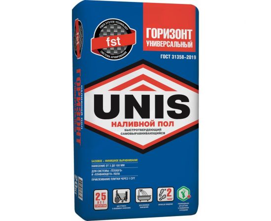 Наливной пол UNIS Горизонт универсальный, быстротвердеющий, (3-100 мм), 20 кг 11588411 