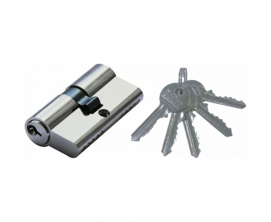 Цилиндр замка DORF ключ/ключ, английский, 5 ключей, никель, 30х30 мм 00-00005109 