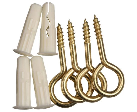 Петля-шуруп ЕВРОПАРТНЕР латунир. L30 x d5 x O14 в компл. c дюбелем MULTI 8x32 4шт. MP 318 17 