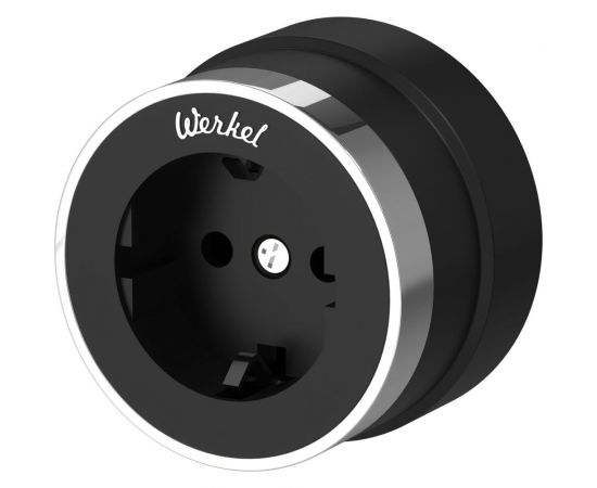 Розетка с заземлением WERKEL W5871051/ Vintage (черный матовый/хром) a055919 
