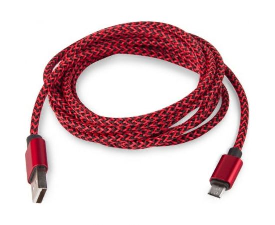 Кабель USB Rombica micro USB, текстиль, 2м, красный, Digital AB-04 
