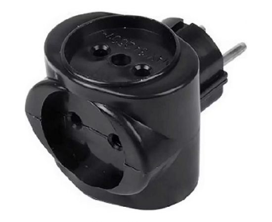 Тройник АБК-СИЛА Куб 3х2Р без з/к 16А 220В чёрный 52067002 