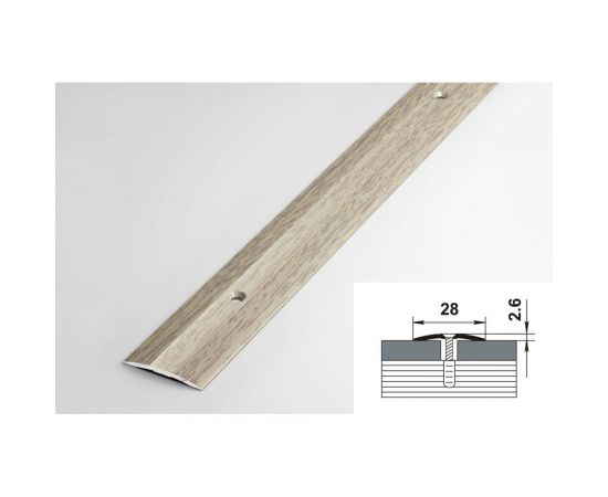Порог прямой алюминиевый (28 мм; 0.9 м; декоративный; дуб беленый) Лука УТ000003042 – изображение 2
