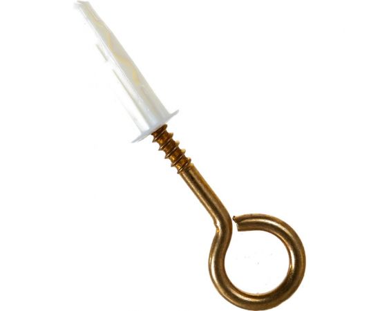 Петля-шуруп ЕВРОПАРТНЕР латунир. L30 x d5 x O14 в компл. c дюбелем MULTI 8x32 4шт. MP 318 17 – изображение 2