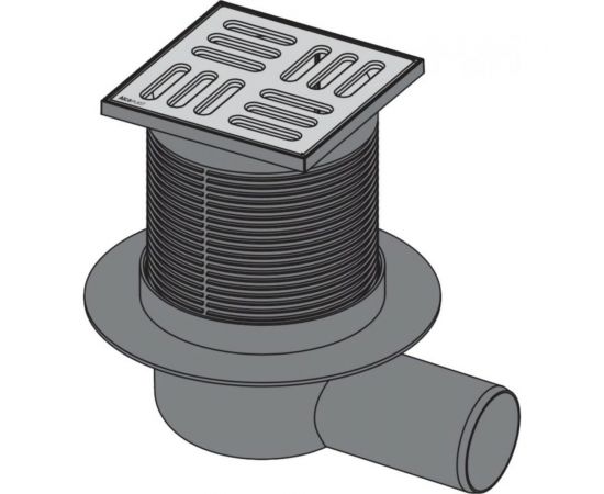 Сливной трап Alca Plast APV1 105х105 50, подводка – боковая, решетка – нержавеющая сталь 00022289 – изображение 2