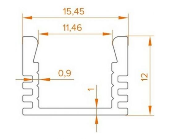 Алюминиевый анодированный профиль Wolta Decor 2000x15,45x12мм WAP-15/12/2000-A – изображение 3