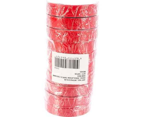 Изоляционная лента STEKKER 0,13x15 мм, 20 м, красная, INTP01315-20 32828 – изображение 3