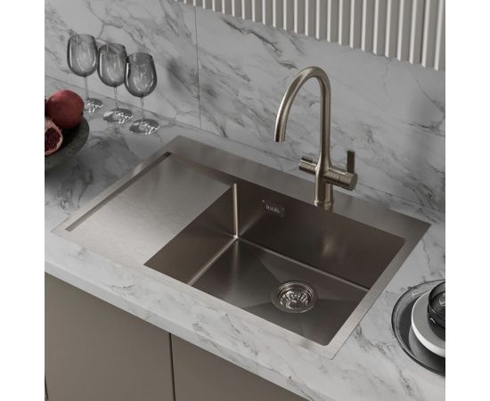 Мойка из нержавеющей стали IDDIS Haze сатин, чаша справа, 780х510 HAZ78SRi77 – изображение 3