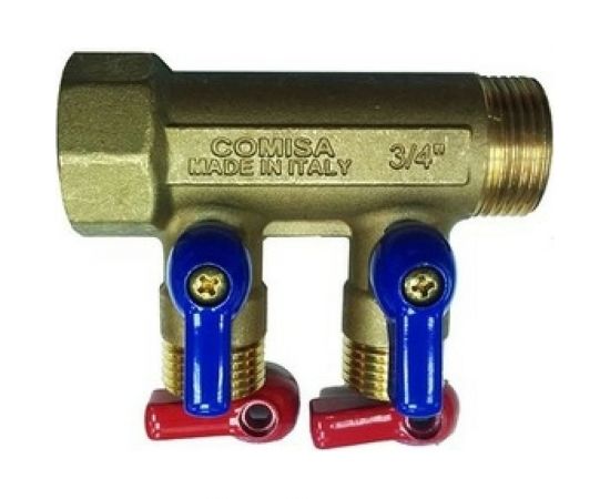 Коллектор с шаровыми кранами Comisa 2 вых. 3/4-1/2 нар. 8820172 
