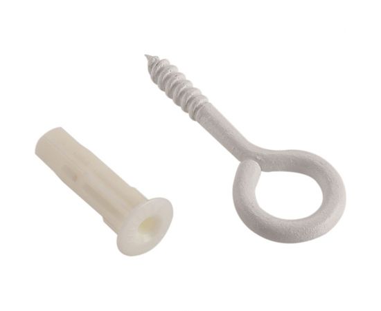 Дюбель ЕВРОПАРТНЕР MULTI 8 + петля-шуруп, L30 х d5 х d13 белый, 8 шт. RB2 0164 