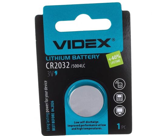 Элементы питания Videx Lithium CR2032 BL-1 VID-CR2032-1BL 