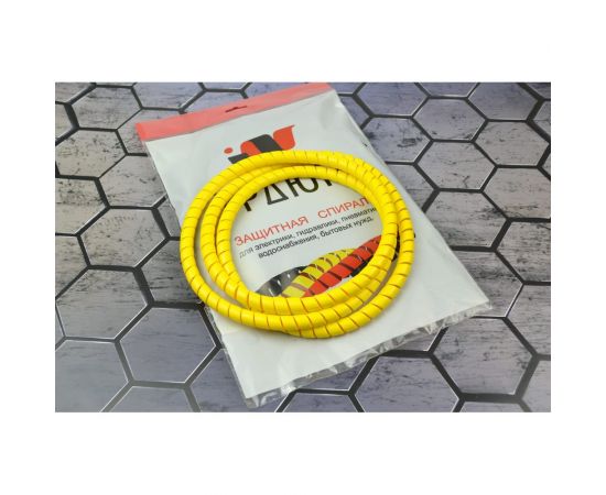 Защитная пластиковая спираль Урдюга d12мм желтая пакет 2м URСП12Ж02 