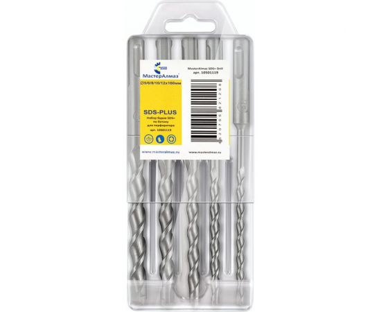 Набор буров по бетону SDS-Plus (5 шт; 5-12 мм) для перфоратора МастерАлмаз 10501119 – изображение 2