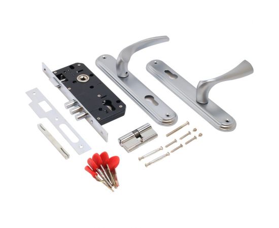 Врезной замок БУЛАТ ЗВ4-3.03.07 НОМОС (титан; 5 перфоключей; с ручками) 13968 – изображение 2