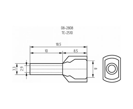 Штыревой втулочный наконечник REXANT изолированный F-10мм 2х2.5кв.мм 2.5-10/НГи2 2,5-10 серый 08-2808 – изображение 3