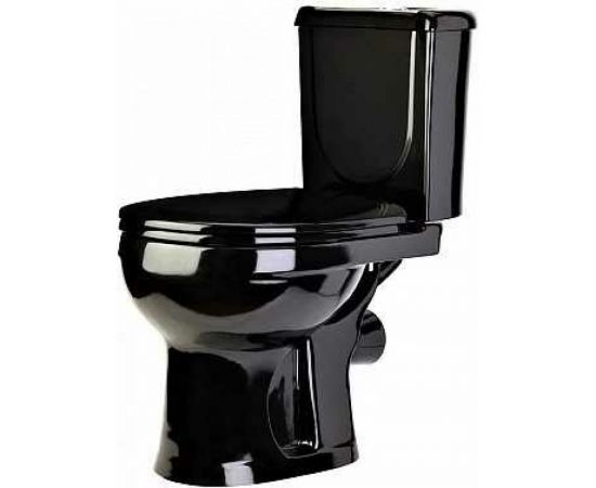 Унитаз-компакт Оскольская керамика ИРИДА горизонтальный выпуск, 1 режим, сиденье ПП, черный 465349 