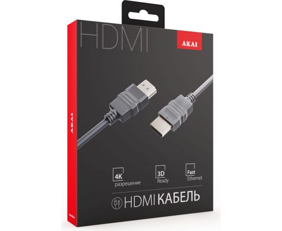 HDMI-кабель AKAI Ver.1.4, 1м, PVC, черный CE-803B 