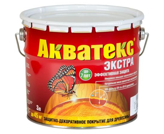 Защитно-декоративное покрытие для древесины Акватекс Экстра Красное дерево 3 л 4 13872 