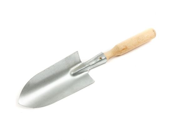 Большой посадочный оцинкованный совок с деревянной ручкой ENIFIELD 0.8 мм 112373 