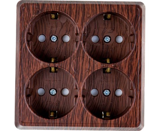 Четырехместная розетка TDM 2П+3 открытой установки IP20 16A с защитными шторками бук Ладога SQ1801-0323 